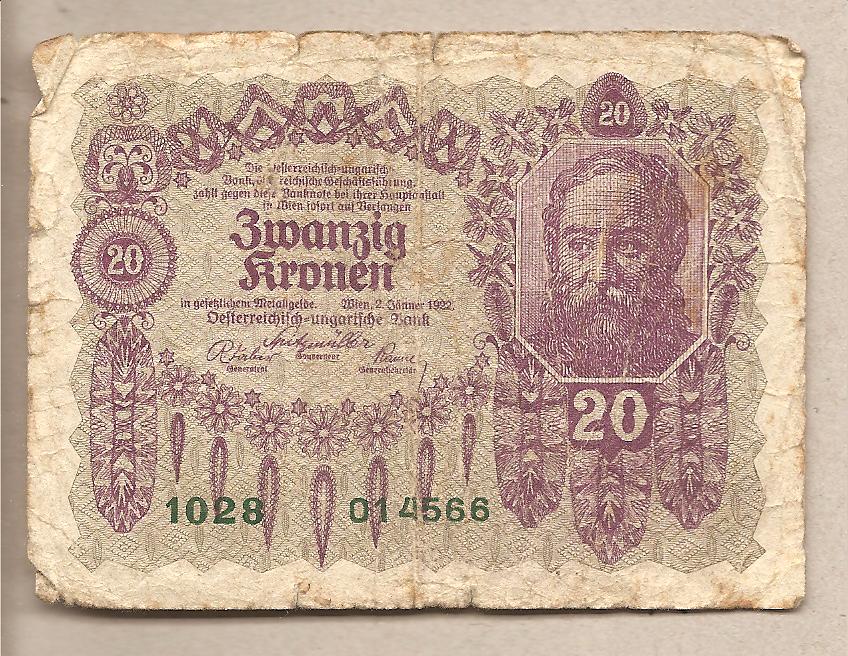 40157 - Austria Ungheria - banconota circolata da 20 Corone - 1922
