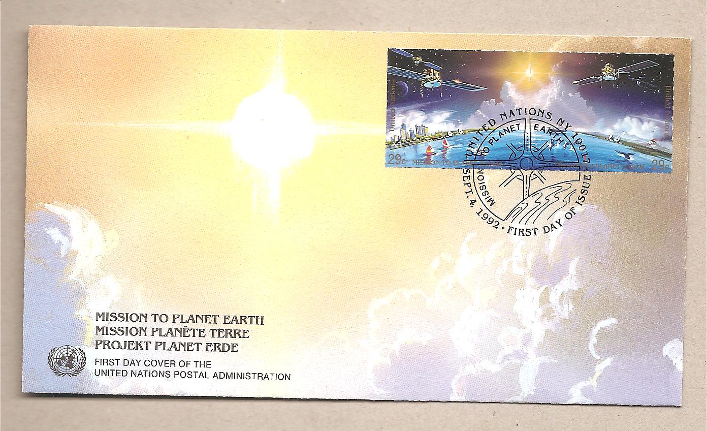 40198 - ONU New York - busta FDC con serie completa: Missione Pianeta Terra - 1992