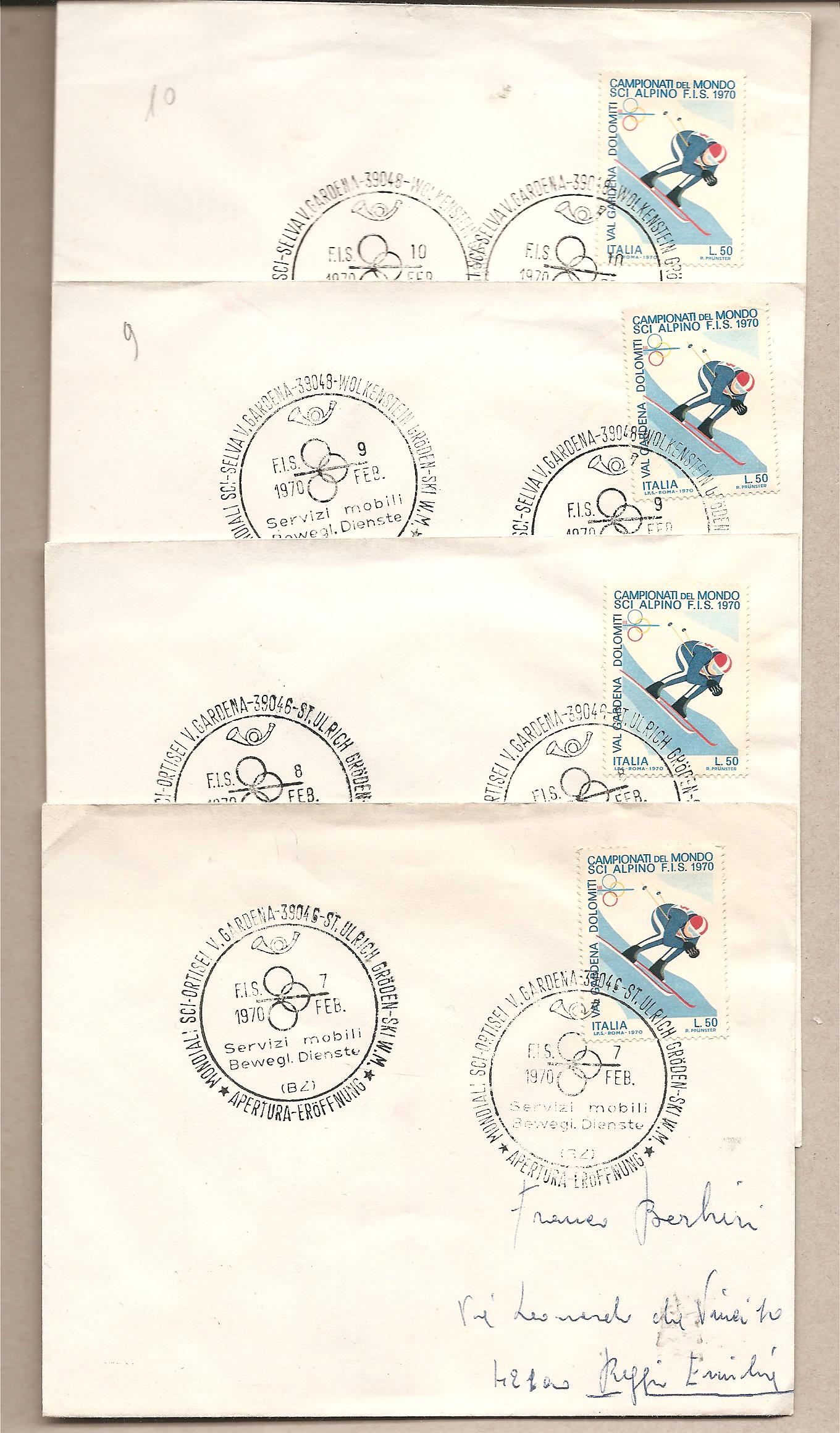 40227 - Italia - 10 buste con annulli speciali: Campionati del Mondo di Sci Alpino in Val Gardena (BZ) - non visibile per intero