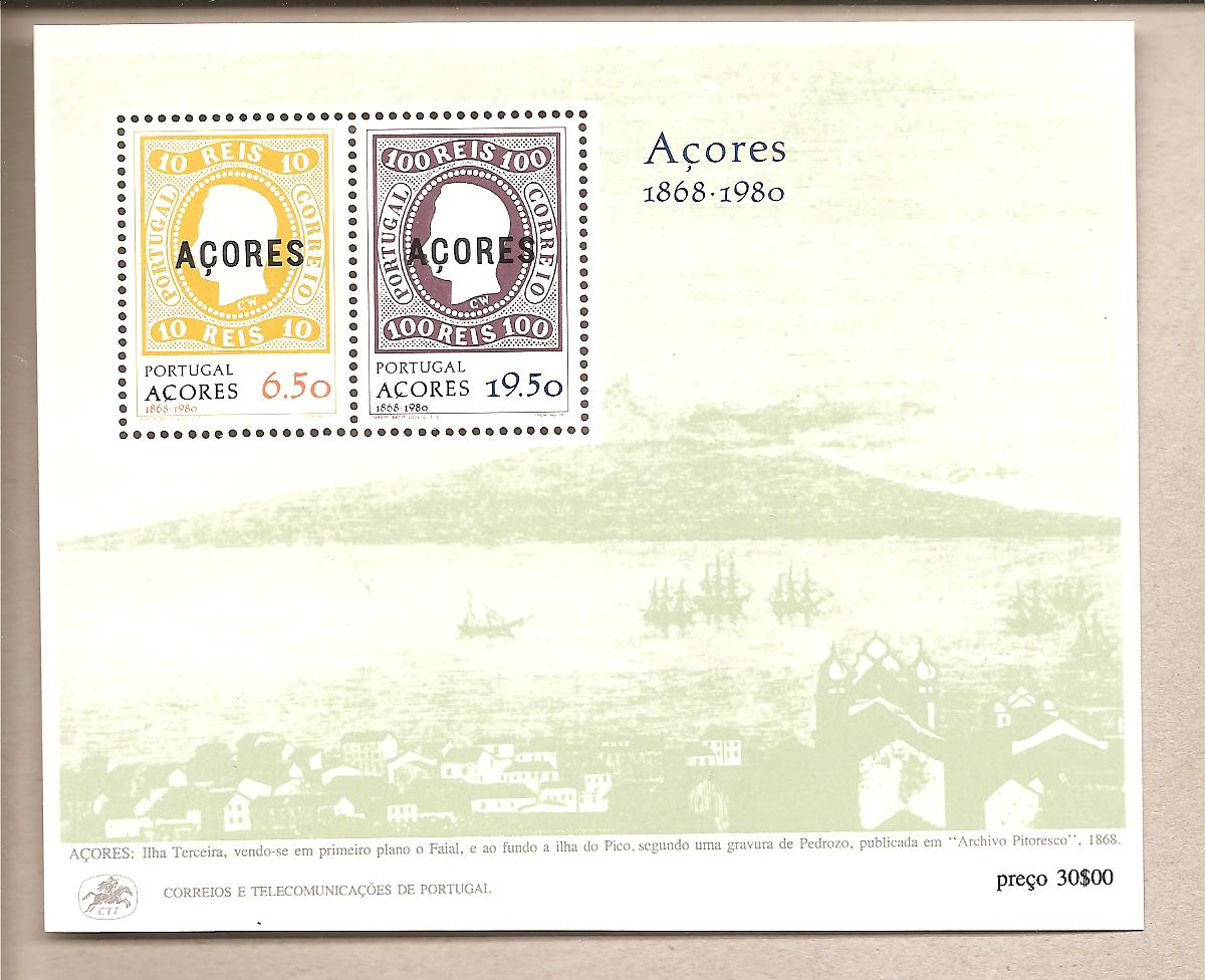40358 - Portogallo Azzorre - foglietto nuovo: Emissione rievocativa dei primi francobolli - 1980
