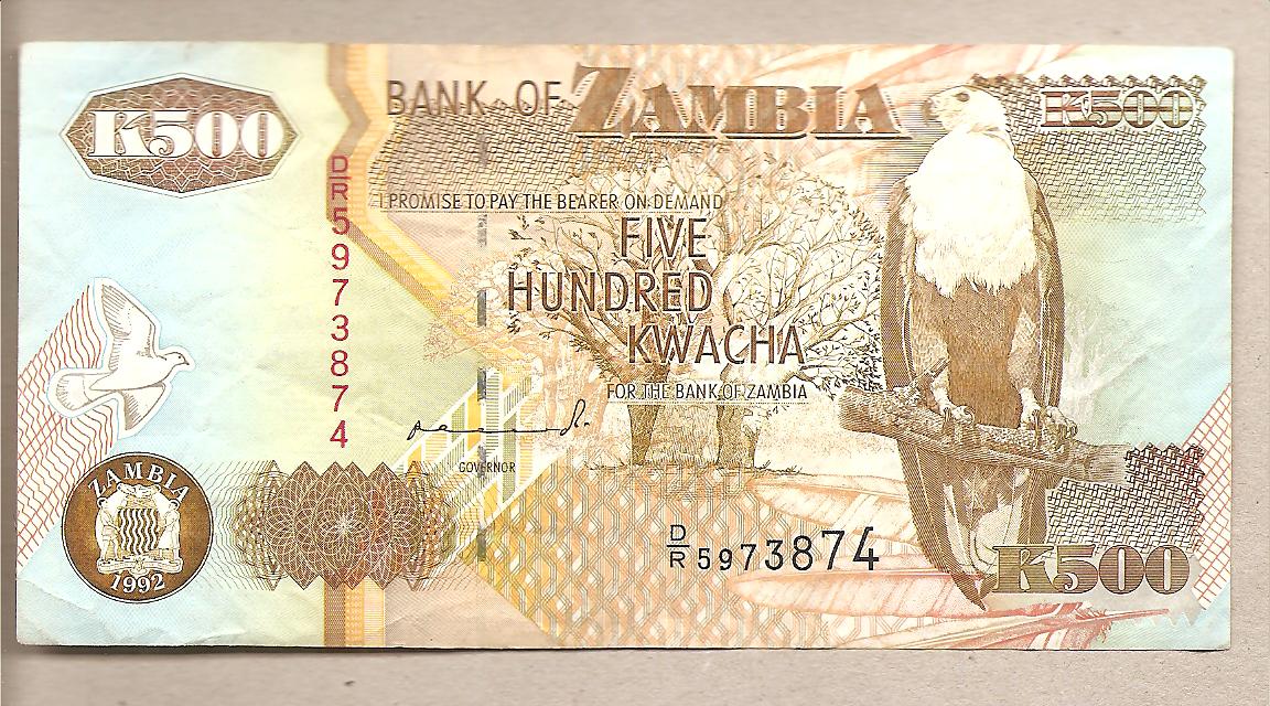 40403 - Zambia - banconota circolata da 500 Kwacha - 1992