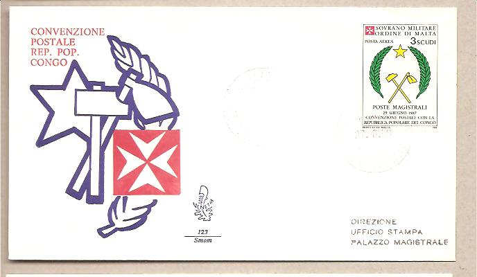 40492 - SMOM - busta FDC con serie completa: Convenzione postale con il Congo - Venetia - 1988