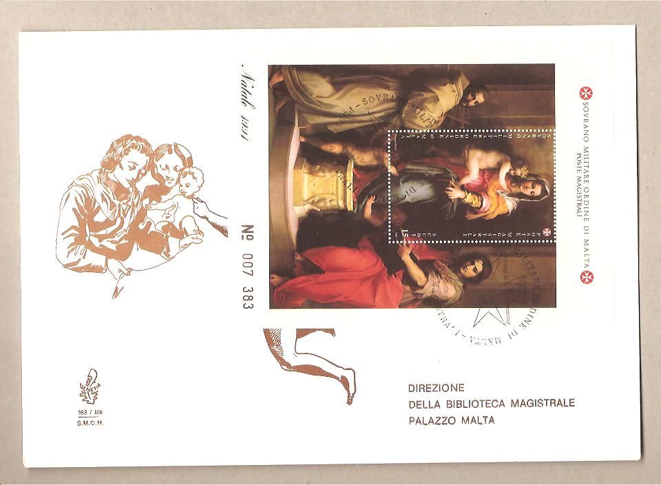 40499 - SMOM - busta FDC con foglietto: Natale - Venetia - 1991