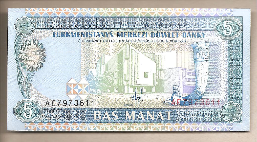 40555 - Turkmenistan - banconota non circolata da 5 Manat
