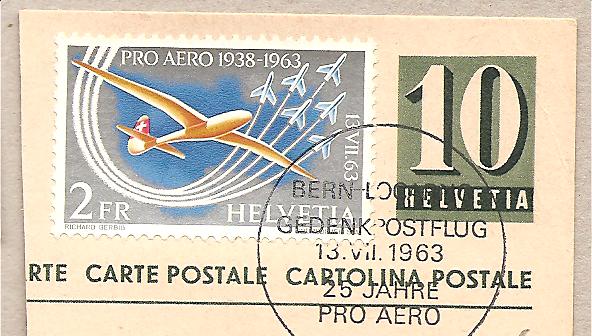 40692 - Svizzera -serie completa usata su frammento di intero postale: Pro Aereo - 1963