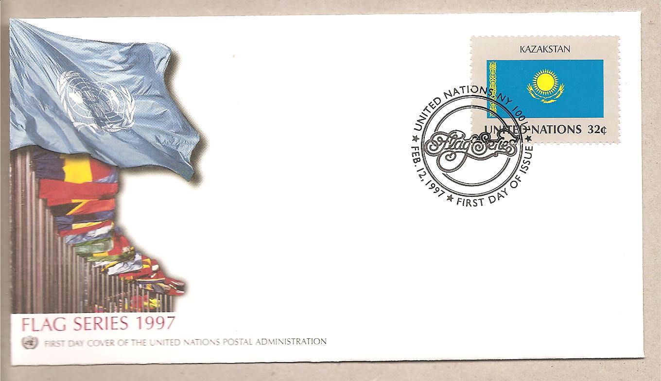 40764 - ONU New York - busta FDC: Serie bandiere 1997 - Kazakistan