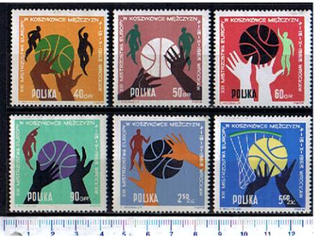 40898 - POLONIA 1963-1284-89 Campionati Basket - 6 valori serie completa nuova senza colla