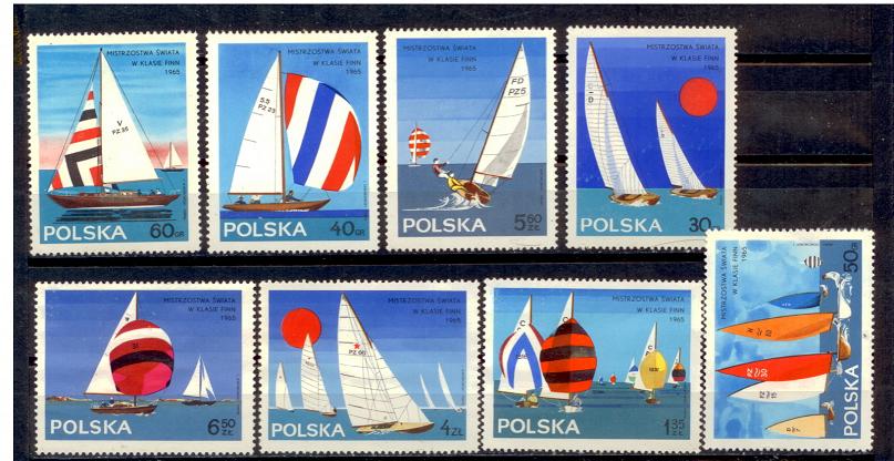 40938 - POLONIA	1965-1440/47	Campionati di Yacht di classe FINN a Gdynia - 8 valori serie completa nuova senza colla - acquisto minimo per  5,00