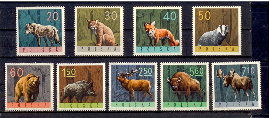 40954 - POLONIA	1965-1483/91	Animali delle Foreste	- 9 valori serie completa nuova senza colla - Acquisti minimi per  5,00