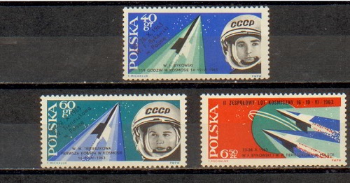 40958 - POLONIA	1963-1281-83	Missione spaziale delle Vostok V e VI	- 3 valori serie completa nuova senza colla - Acquisti minimi per  5,00