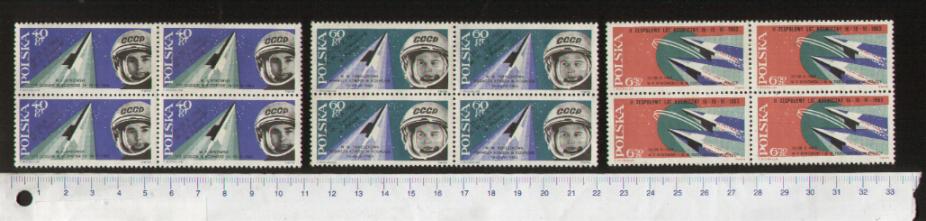 40961 - POLONIA	1963-1281-83	Missione spaziale delle Vostok V e VI	- Quartina di 3 valori serie completa nuova senza colla - Acquisti minimi per  5,00