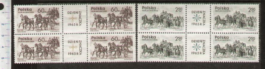 40962 - POLONIA	1965-1480-81	Giornata del francobollo - Quartina di 2 valori serie completa nuova senza colla - Acquisti minimi per  5,00