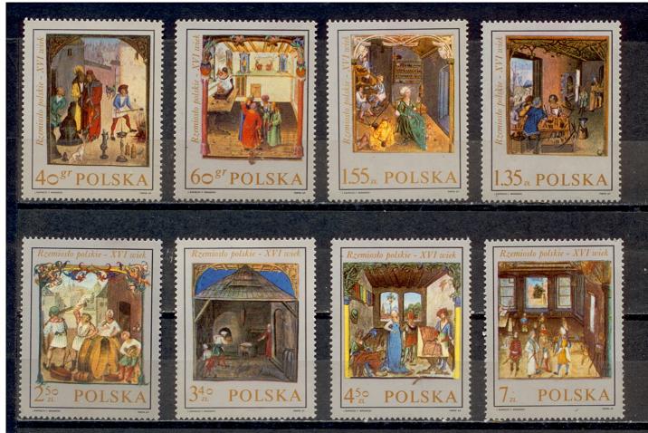 40969 - POLONIA	1969-1813/20	Artigianato Polacco nei dipinti del XVI secolo - 8 valori serie completa nuova senza colla - Acquisti minimi per  5,00