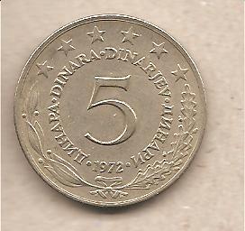 41110 - Jugoslavia - moneta circolata da 5 Dinari - 1972