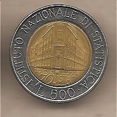 41111 - Italia - moneta circolata da 500 Lire  Istat   - 1996