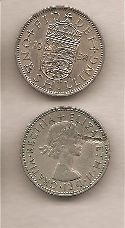 41128 - Regno Unito - moneta circolata da 1 Scellino - 1958