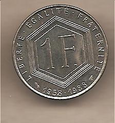 41271 - Francia - moneta circolata da 1 Franco  30 anniversario della quinta repubblica - 1988