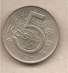 41273 - Cecoslovacchia - moneta circolata da 5 Corone - 1975