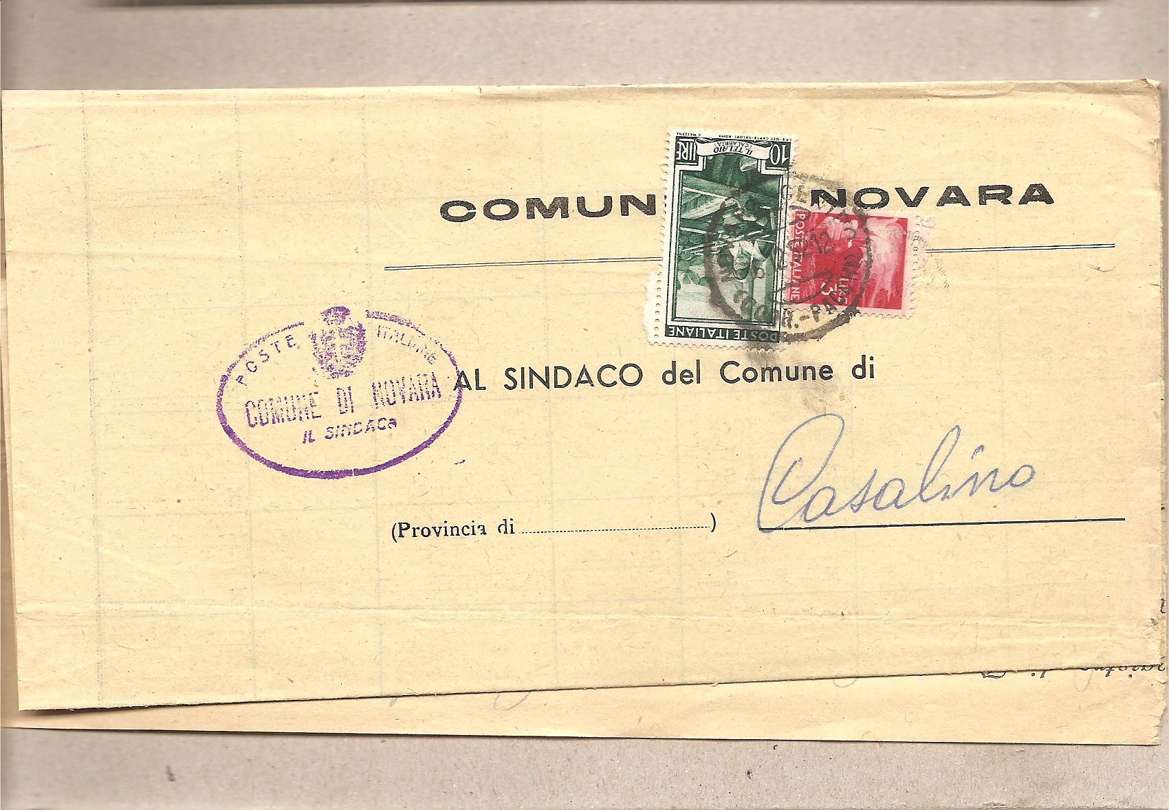 41289 - Italia - atto comunale da Novara al comune di Casalino (NO) - 1952
