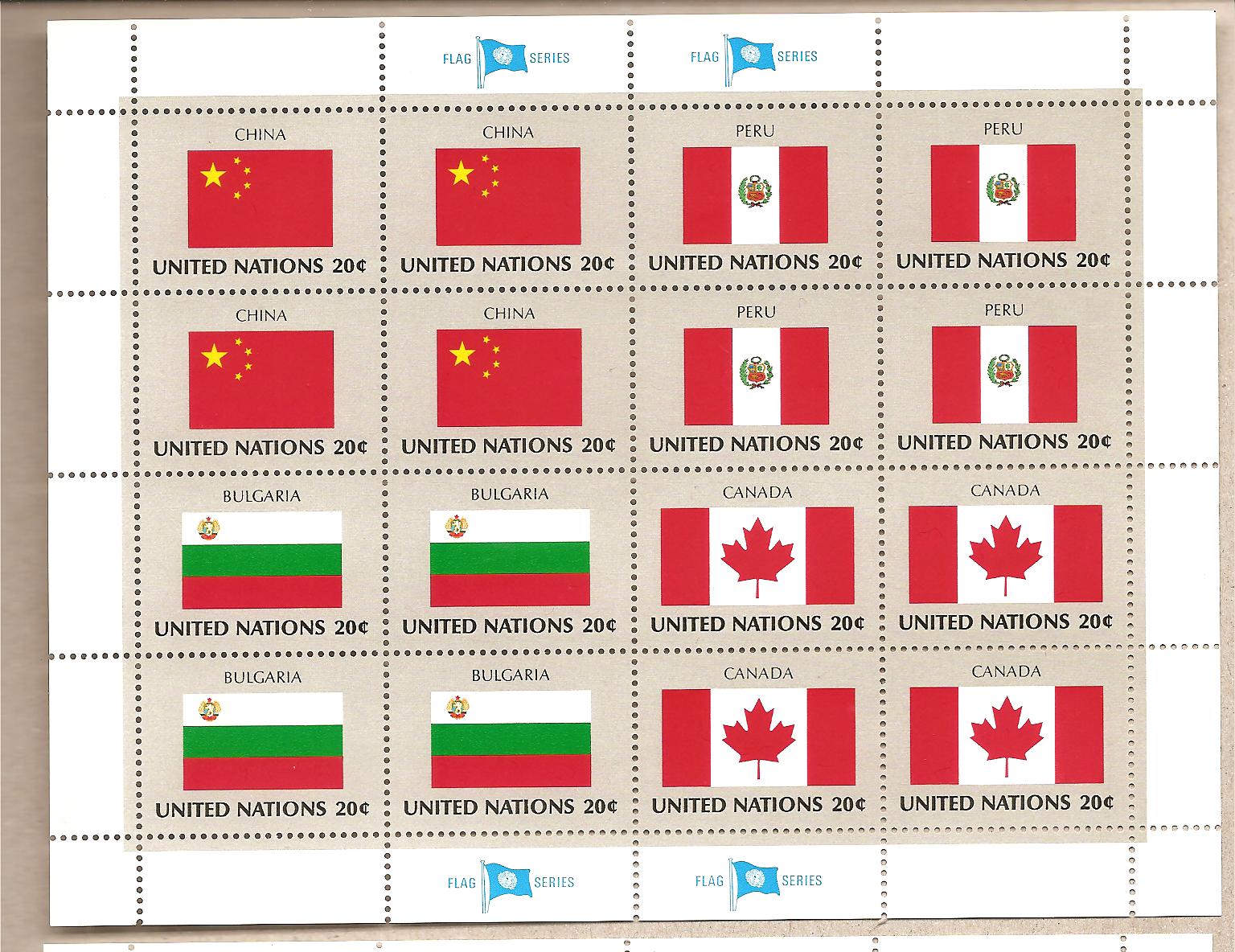 41294 - ONU New York - foglietto nuovo serie bandiere: Cina, Peru, Bulgaria, Canada