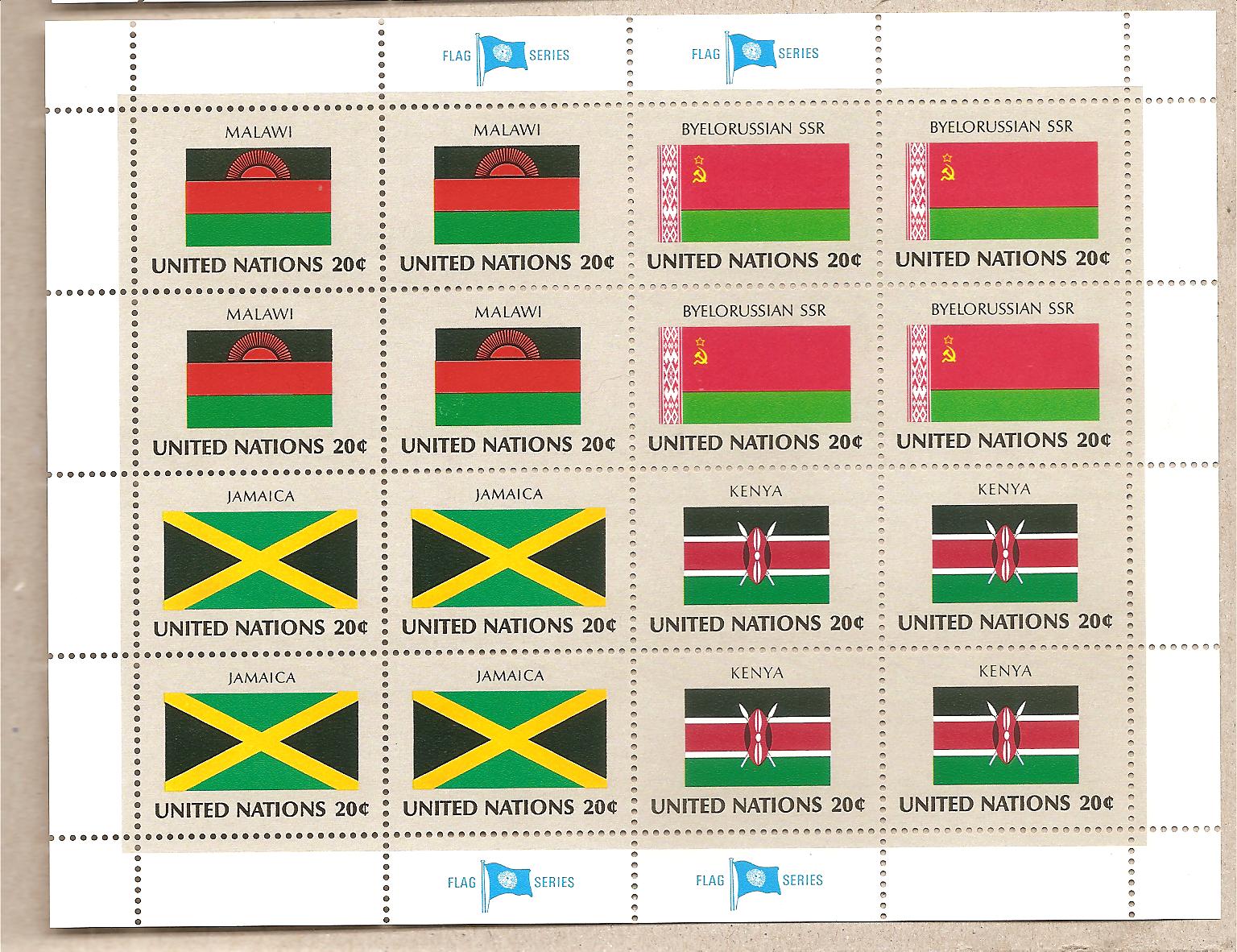 41295 - ONU New York - foglietto nuovo serie bandiere: Malawi, Bielorussia, Giamaica, Kenya