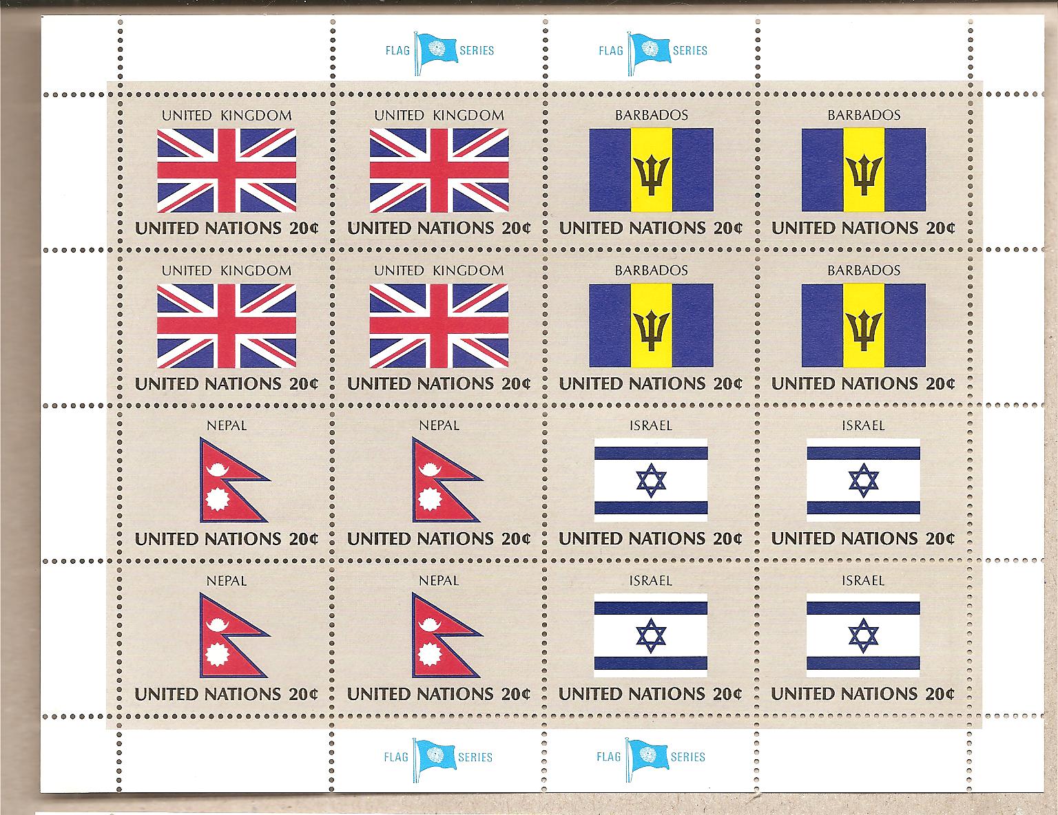 41297 - ONU New York - foglietto nuovo serie bandiere: Regno Unito, Barbados, Nepal, Israele