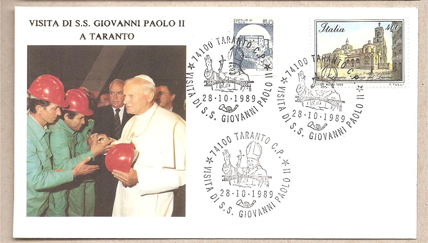 41336 - Italia - busta con annullo speciale: Visita di S.S. Giovanni Paolo II a taranto - 1989