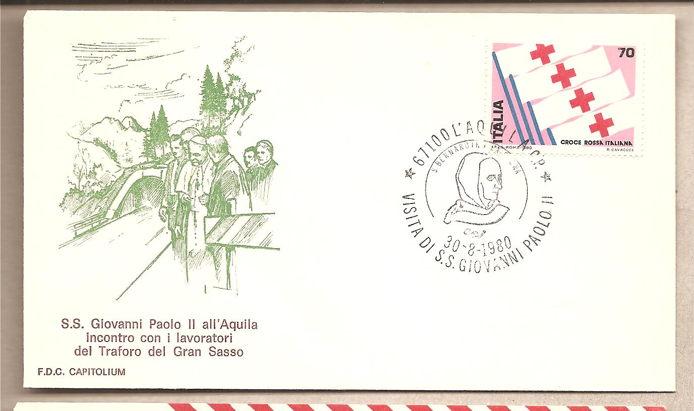 41350 - Italia - busta con annullo speciale: Visita di S.S. Giovanni Paolo II a L Aquila - 1980