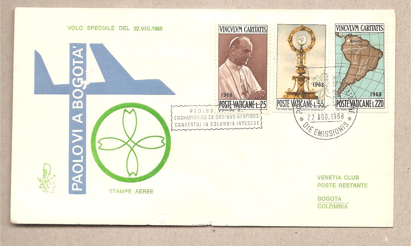41360 - Vaticano - busta FDC con serie completa: Viaggio di Paolo VI a Bogot - Venetia - 1968 * T