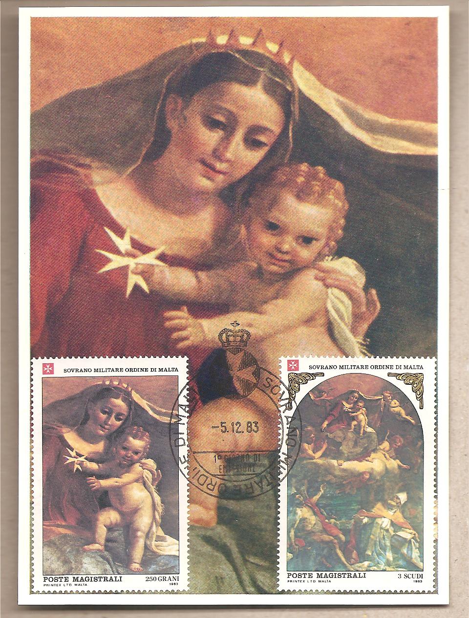 41619 - SMOM - cartolina Maximum con serie completa: Natale. Maestri della pittura - 2 serie - 1983
