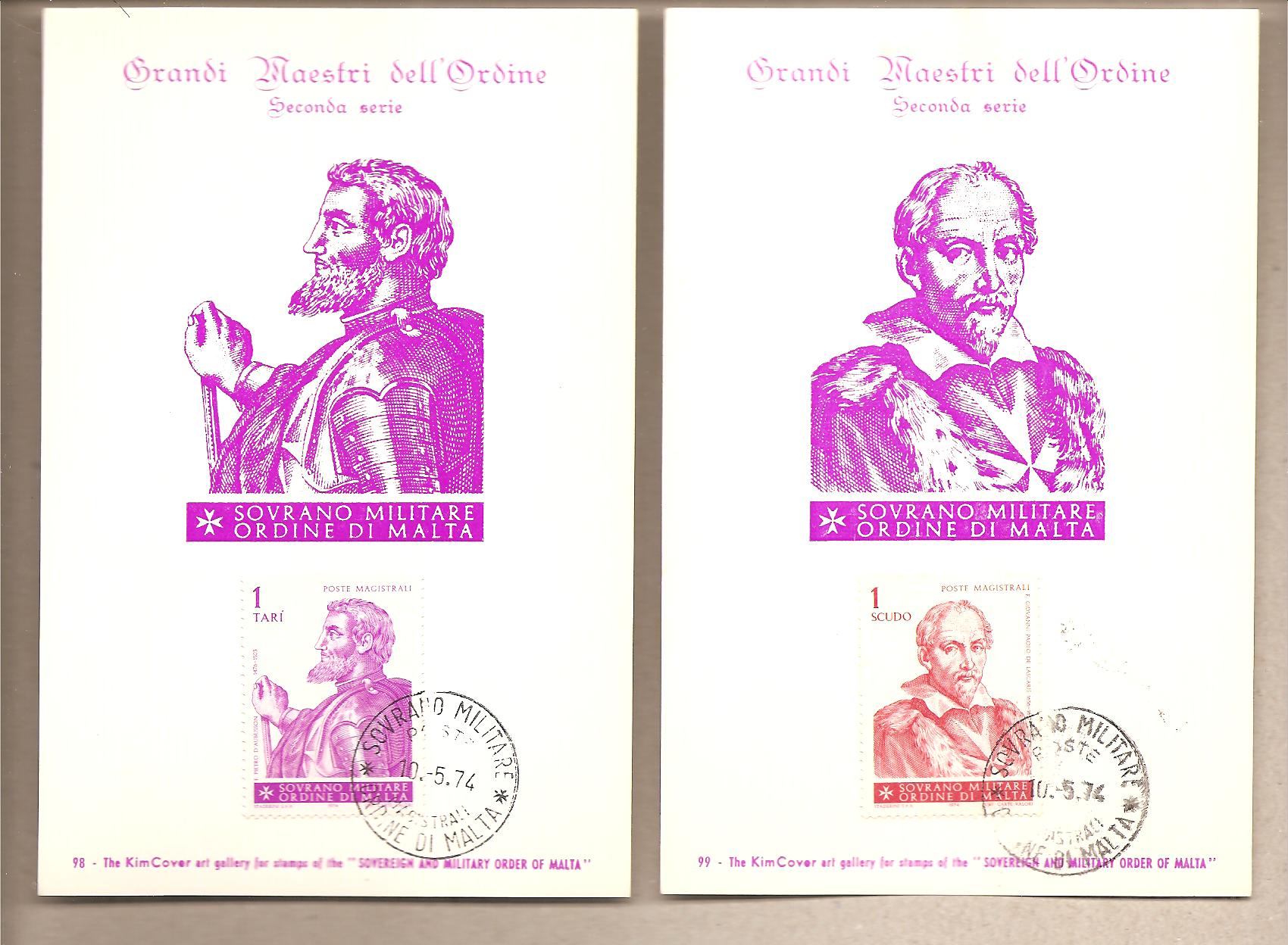 41624 - SMOM - 6 cartoline Maximum con serie completa: Grandi Maestri dell Ordine - 2 serie - 1974