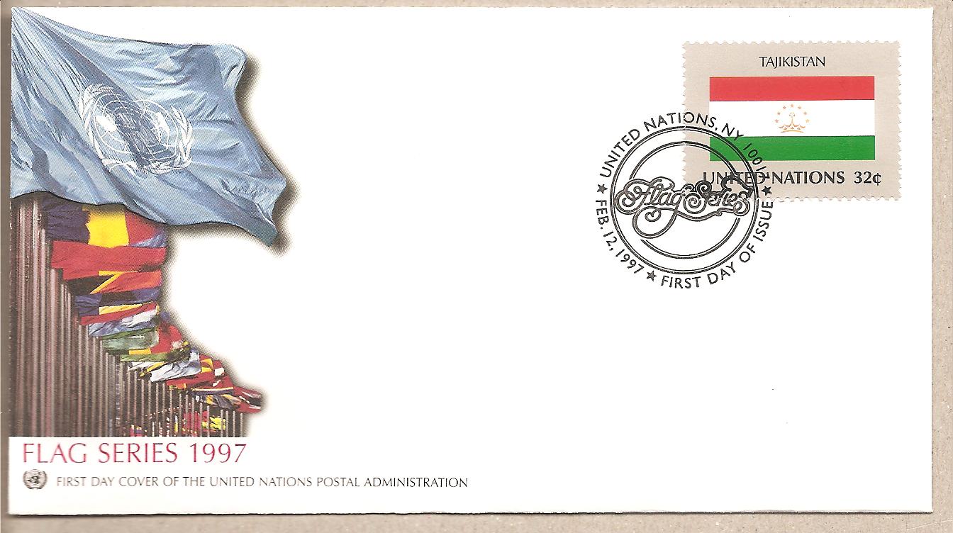 41634 - ONU - busta FDC serie bandiere: Tagikistan - 1997