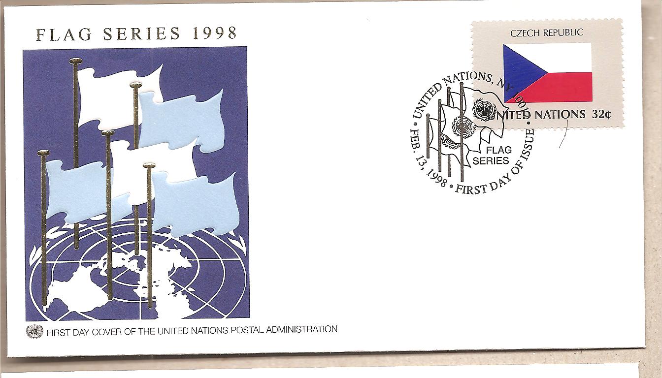 41635 - ONU - busta FDC serie bandiere: Rep. Ceca - 1998
