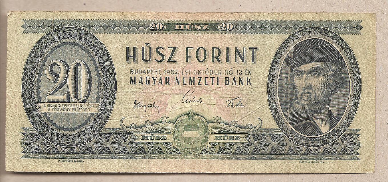 41700 - Ungheria - banconota circolata da 20 Fiorini - 1962
