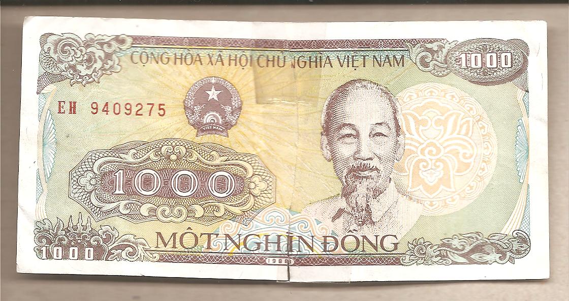 41719 - Vietnam - banconota circolata da 1000 Dong - 1988