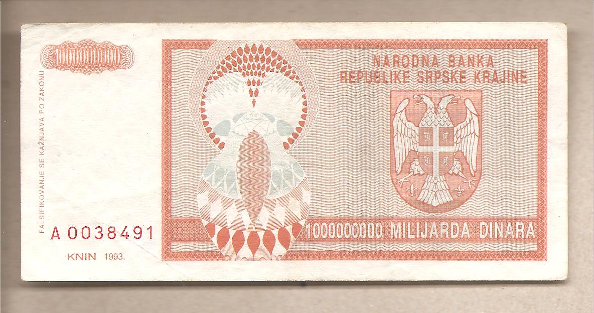 41766 - Rep. Serba di Craina - banconota circolata da 1.000.000.000 Dinari - 1993