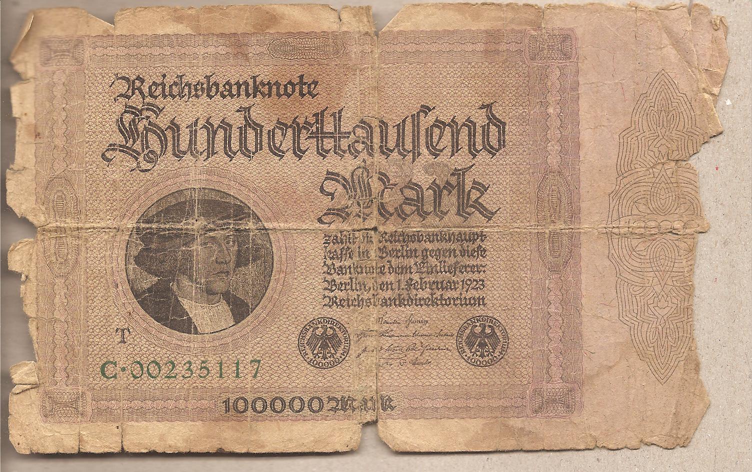 41838 - Germania - banconota circolata da 100.000 Marchi - 1923