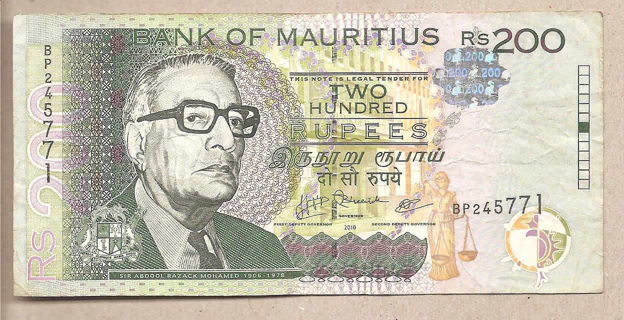 41912 - Mauritius - banconota circolata da 200 Rupie - 2010