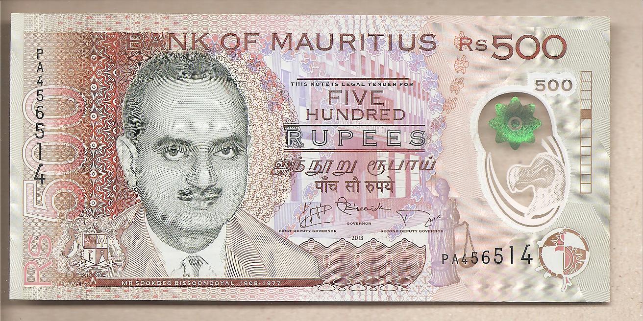 41913 - Mauritius - banconota circolata qFdS da 500 rupie - 2013 Polimero