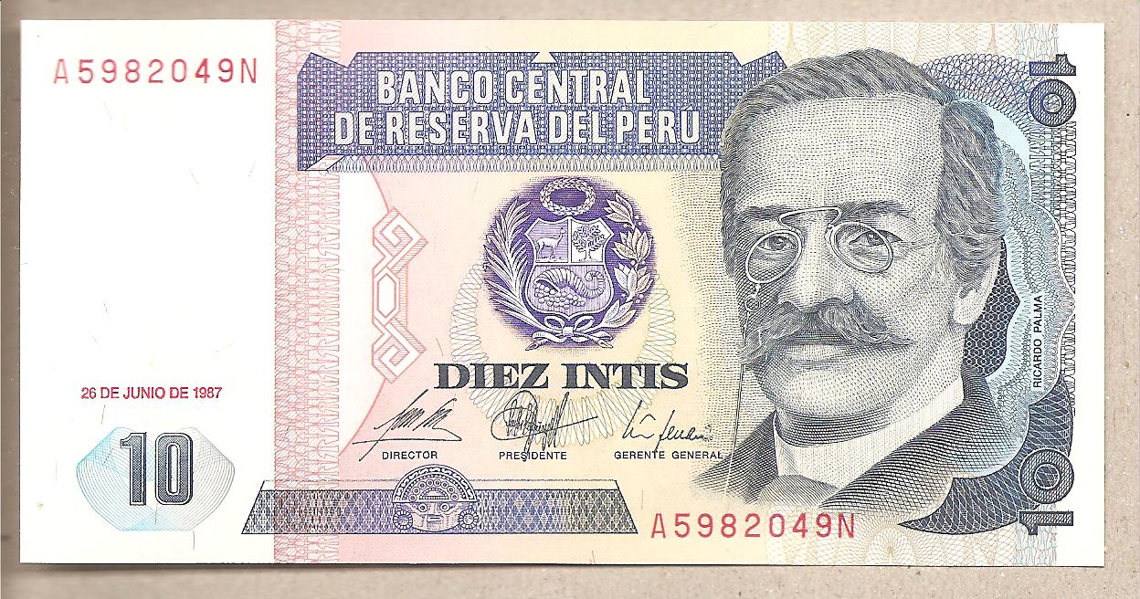 41947 - Perù - banconota non circolata FDS da 10 Intis - 1987