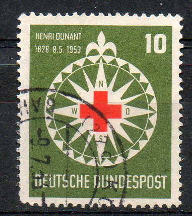 41968 - GERMANIA GERMANY 1953 - Henri Dunant - Croce Rossa. usato - UNIF. nr. 50