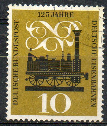41977 - GERMANIA GERMANY 1960 - Anniv. Ferrovie tedesche. 10p. usato - UNIF. nr. 218