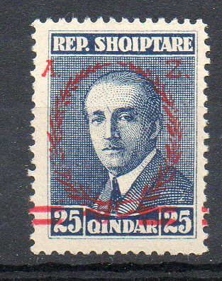 41993 - ALBANIA 1927 - Presidente Ahmet Zogu. con soprastampa (R) 25q. ** Scott. 202/A25