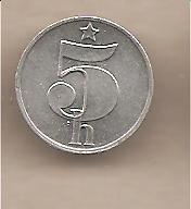 42293 - Cecoslovacchia - moneta circolata da 5 Haleru - 1979