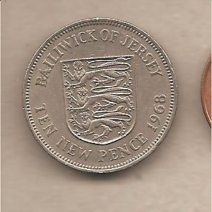 42399 - Jersey - moneta circolata da 10 Pence - 1968