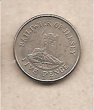 42401 - Jersey - moneta circolata da 5 Pence - 1990