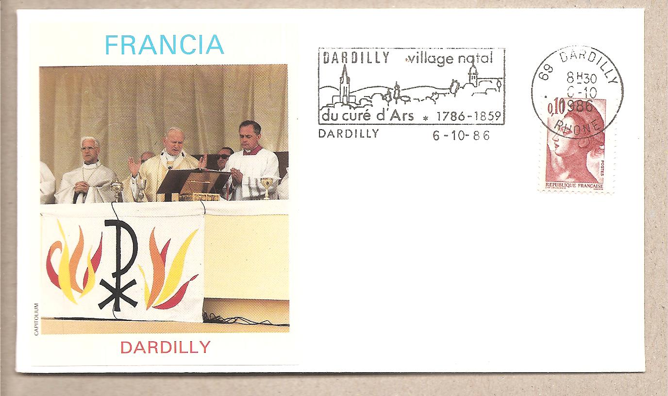 42434 - Francia - busta con annullo speciale: Visita di S.S. Giovanni Paolo II a Dardilly - 1986