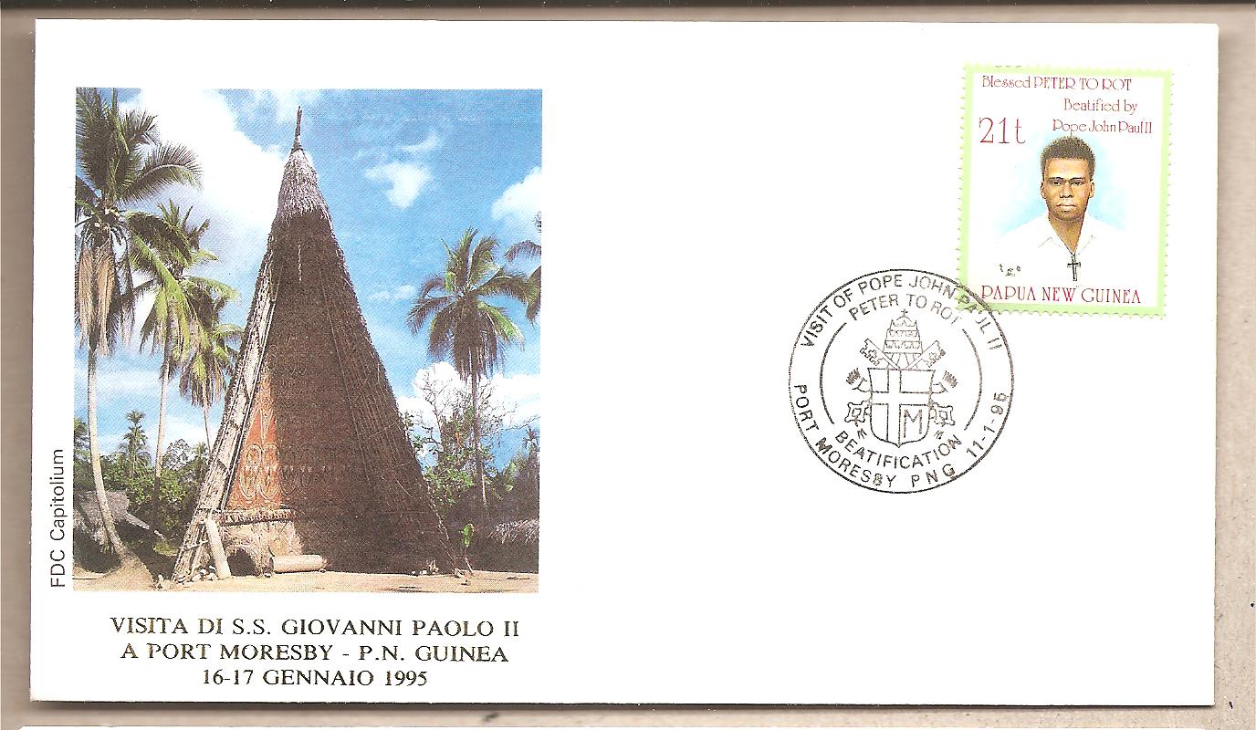42457 - Papua Nuova Guinea - busta con annullo speciale: Visita di S.S. Giovanni Paolo II - 1995