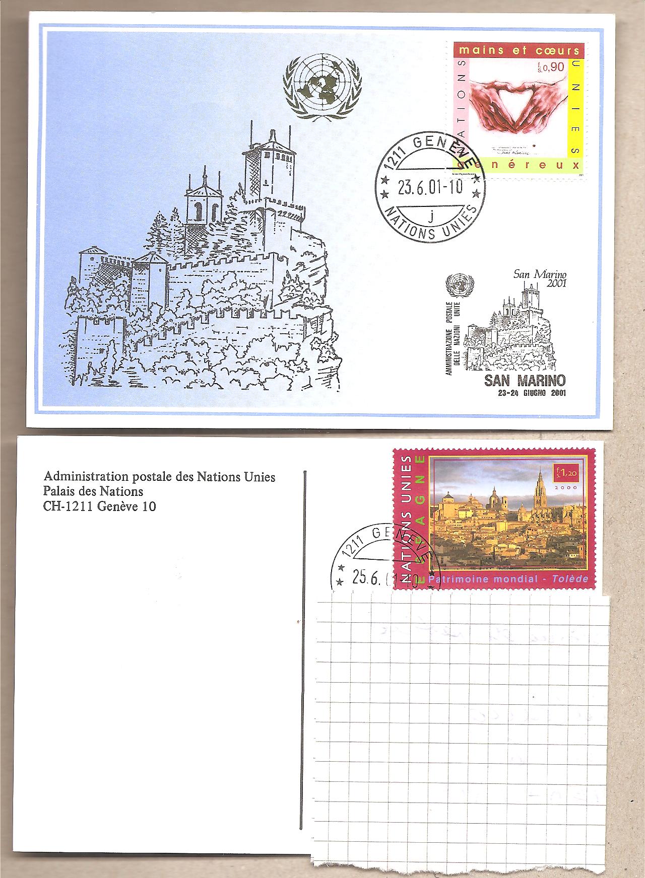 42476 - Onu Ginevra - Cartolina viaggiata Partecipazione a San Marino 2001