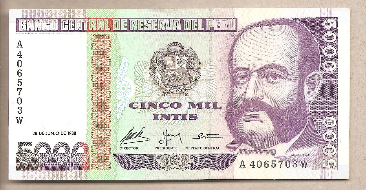 42542 - Perù - banconota non circolata FdS da 5000 Intis - 1988